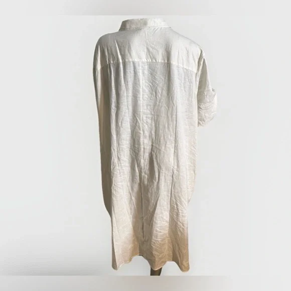 Universal Standard Sea Side Button-Up Shirt Dress Linen Blend Boho  XL 14-16 - Picture 4 of 10